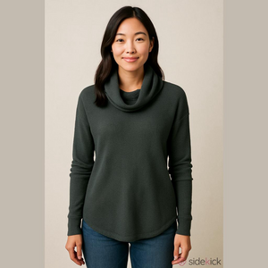 TNA Aritzia Gray Waffle Knit Turtleneck Small